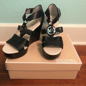 Black Michael Kors Wedge Platform Sandals Size 8